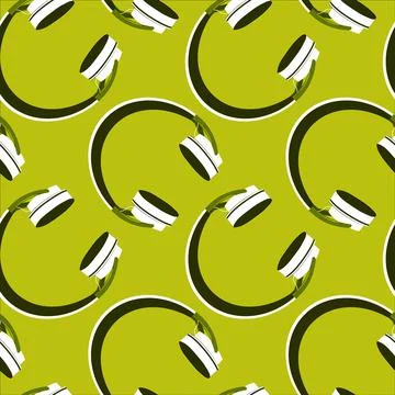 Seamless pattern on a square background, square, tile - Headphones. Wallpaper Stock Illustration