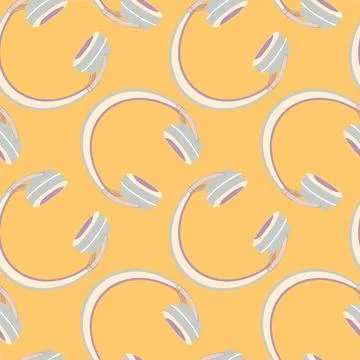 Seamless pattern on a square background, square, tile - Headphones. Wallpaper Stock Illustration