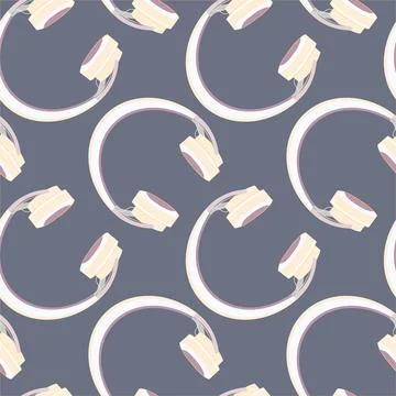 Seamless pattern on a square background, square, tile - Headphones. Wallpaper Illustrazione stock