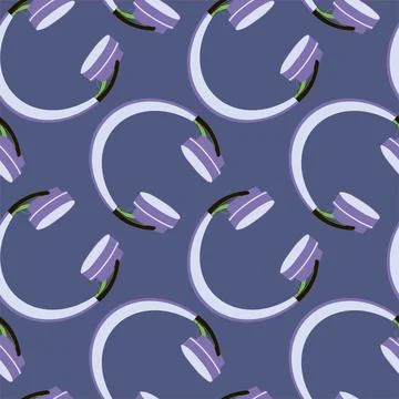 Seamless pattern on a square background, square, tile - Headphones. Wallpaper Stock Illustration