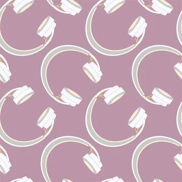 Seamless pattern on a square background, square, tile - Headphones. Wallpaper Stock Illustration