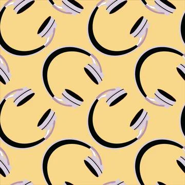 Seamless pattern on a square background, square, tile - Headphones. Wallpaper Illustrazione stock