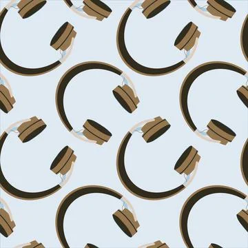 Seamless pattern on a square background, square, tile - Headphones. Wallpaper Stock Illustration