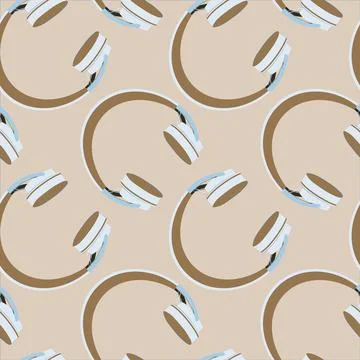 Seamless pattern on a square background, square, tile - Headphones. Wallpaper Illustrazione stock