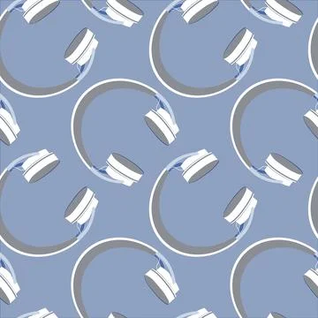 Seamless pattern on a square background, square, tile - Headphones. Wallpaper Stock Illustration