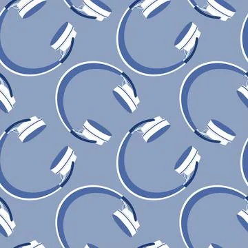 Seamless pattern on a square background, square, tile - Headphones. Wallpaper Stock Illustration