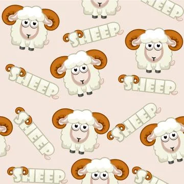 Seamless pattern square cartoon White Sheep Stock Illustration