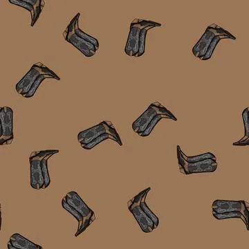 Seamless pattern square cowgirl boots cartoon vector Stock Illustration