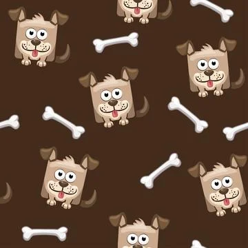 Seamless pattern square dog and bone Stock Illustration