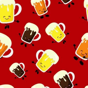 Seamless pattern in square format. red background for oktoberfest. fast food Ilustración de archivo