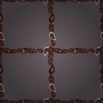 Seamless pattern. Square frames doodles. Illustration in brown, gray and neutral Stock Illustration