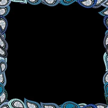 Seamless pattern. Square frames doodles. Illustration in black, blue and gray co Stock Illustration