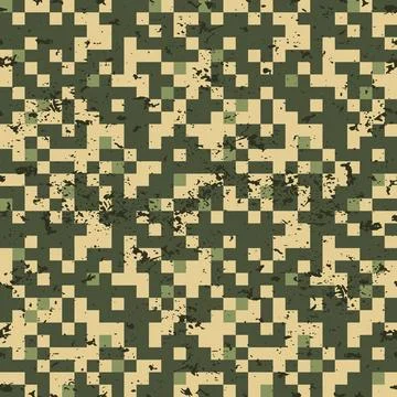 Seamless pattern square green camouflage grunge Stock Illustration