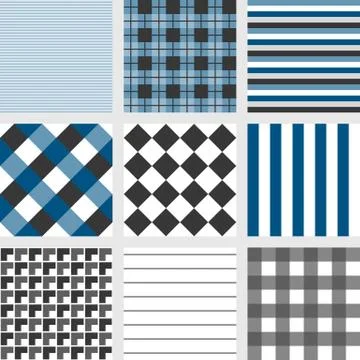 Seamless pattern with square navy blue tartan stripes and checker Stock Illustration