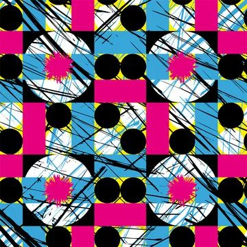 Seamless pattern with squares and circles Illustrazione stock