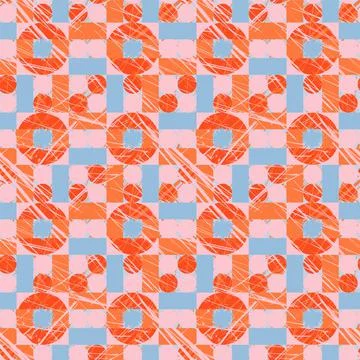 Seamless pattern with squares and circles Stock Illustration