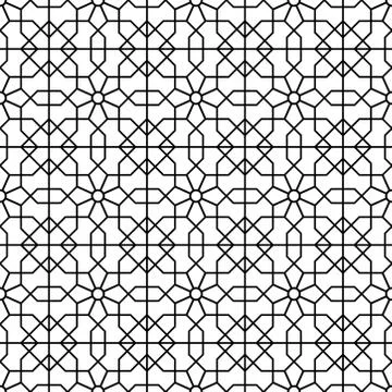 Seamless pattern with squares and hexagons in islamic, persian, indian design Stock Illustration