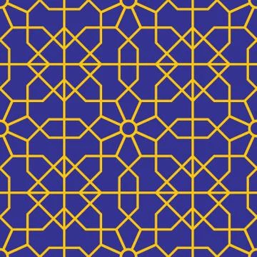 Seamless pattern with squares and hexagons in islamic, persian, indian design Stock Illustration