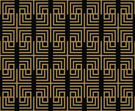 Seamless pattern with squares, black gold diagonal braided striped lines. Vec イラスト素材