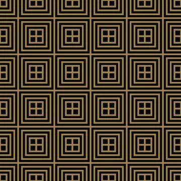 Seamless pattern with squares, black gold diagonal braided striped lines. Vec Stock Illustration