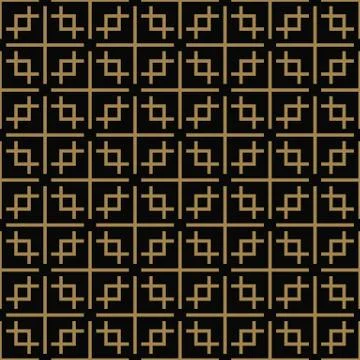 Seamless pattern with squares, black gold diagonal braided striped lines. Vec イラスト素材