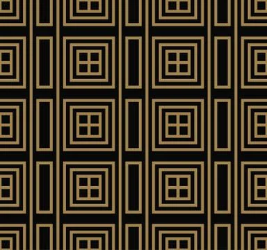 Seamless pattern with squares, black gold diagonal braided striped lines. Vec Stockillustratie