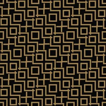 Seamless pattern with squares, black gold diagonal braided striped lines. Vec Stockillustratie