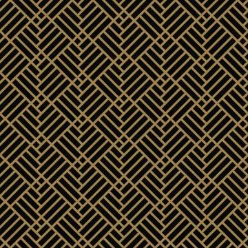 Seamless pattern with squares, black gold diagonal braided striped lines. Vec Stock Illustration