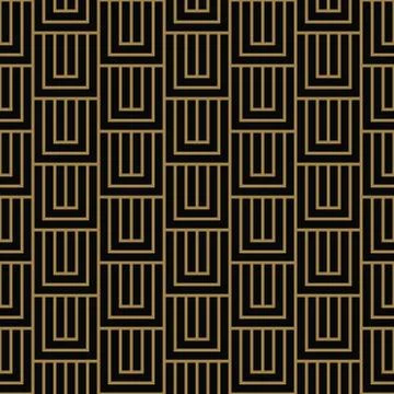 Seamless pattern with squares, black gold diagonal braided striped lines. Vec Stock Illustration