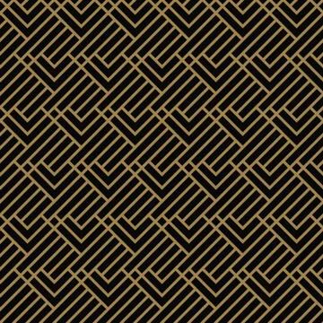 Seamless pattern with squares, black gold diagonal braided striped lines. Vec Stockillustratie