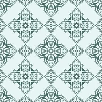 Seamless pattern with squares from dark green outlines on light green backgro Stock Illustration