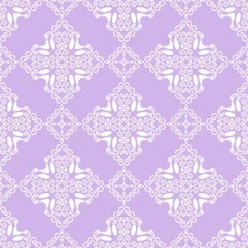 Seamless pattern with squares from white outlines on violet background. Ornam Stock Illustration