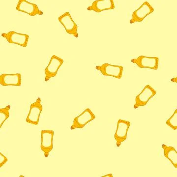 Seamless pattern squeeze mustard bottle cartoon vector Stock Illustration