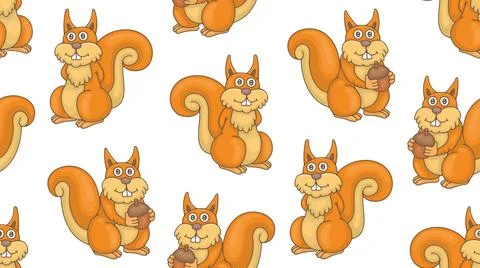 Seamless Pattern with Squirrels Stock Illustration