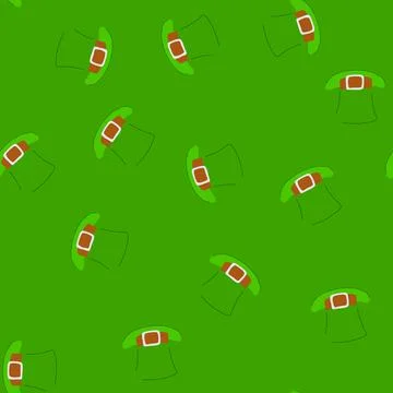 Seamless pattern st green hat patrick cartoon vector Stock Illustration