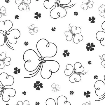 Seamless pattern for St. Patrick day with leaf clovers. Stock Illustration