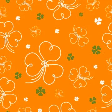 Seamless pattern for St. Patrick day with leaf clovers. Stock Illustration
