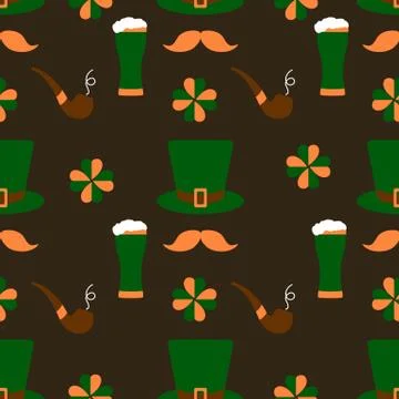 Seamless pattern. St. Patrick's Day. Irish vector Stock Illustration
