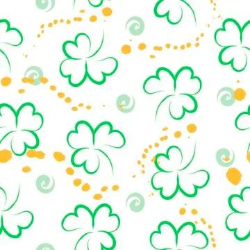 Seamless pattern for St. Patrick's day with four-leaf clovers. Stock Illustration