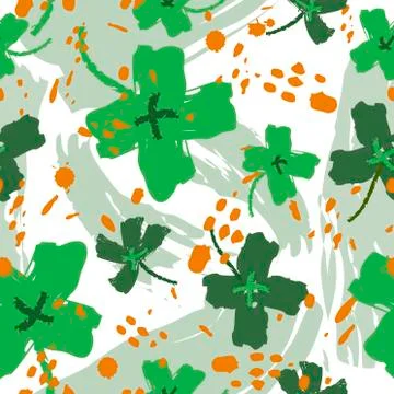 Seamless pattern for St. Patrick's day with four-leaf clovers. Stock Illustration