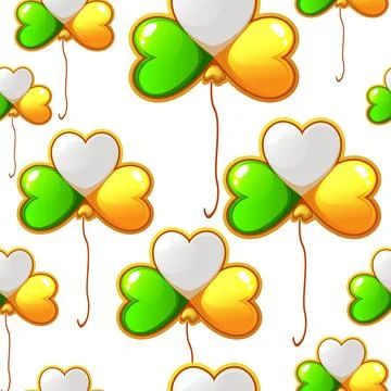 Seamless pattern of St. Patrick's Day clover shape balloons. Stock Illustration