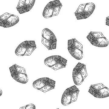 Seamless pattern Stack of banknotes tied with rubber band illustration Illustrazione stock