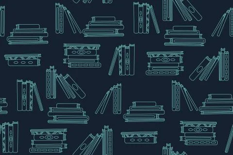 Seamless pattern stack book school outline vector 스톡 일러스트