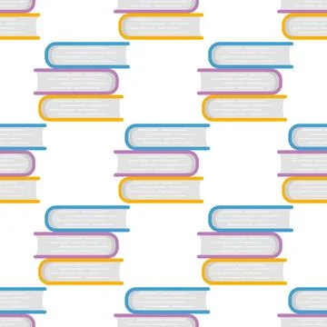 Seamless pattern stack of colorful books Stock Illustration