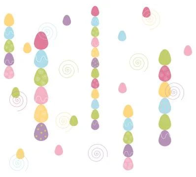 Seamless pattern with stack of pastel colored easter eggs on white background Stock Illustration