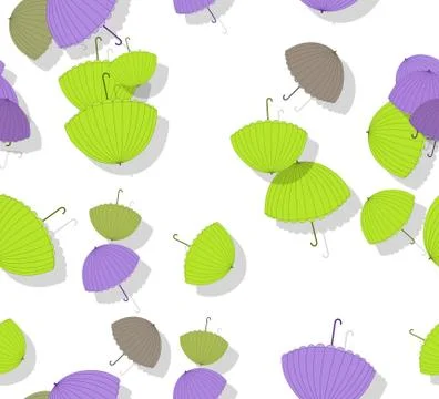 Seamless pattern with stack of scattered colored parasols Stock Illustration