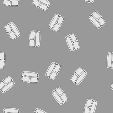 Seamless pattern stackable multi section meal tray cartoon vector Stock Illustration