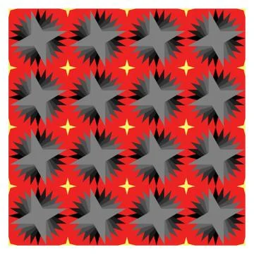 Seamless pattern with  stacked star on red background,abstract pattern Stock Illustration