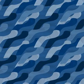 Seamless pattern of stacked waves in blue colors Illustrazione stock