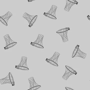 Seamless pattern stadium basketball hoop cartoon vector Stock Illustration